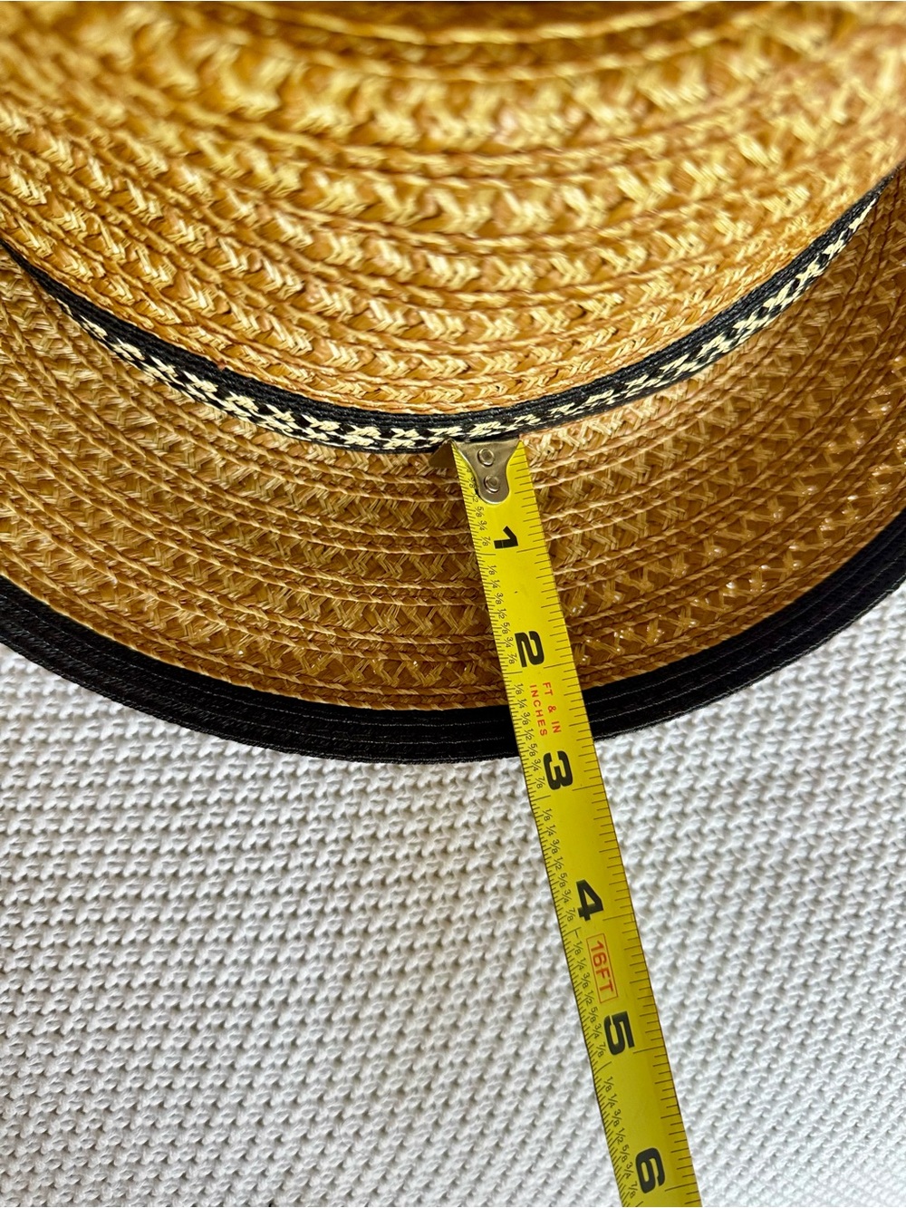 ERIC JAVITS Authentic Squishee Straw Hat UPF 50 Fedora Black Trim Patterned Band - Picture 11 of 14
